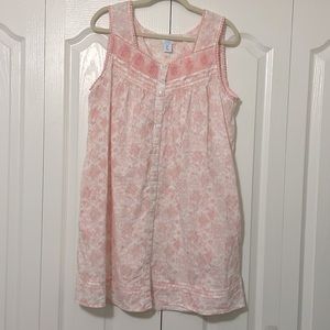Sigrid Olsen Sleepwear Pink and White Sleeveless Nightgown with Pockets